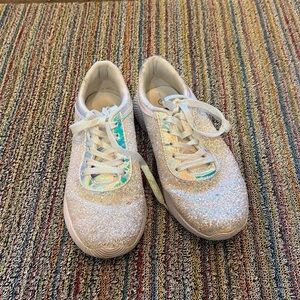 Sparkly White Sneakers with Iridescent Accents